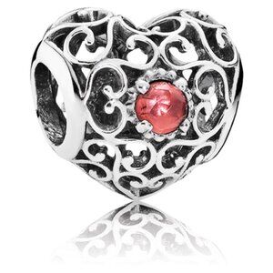 Pandora January Birthstone Signature Heart Charm with Garnet